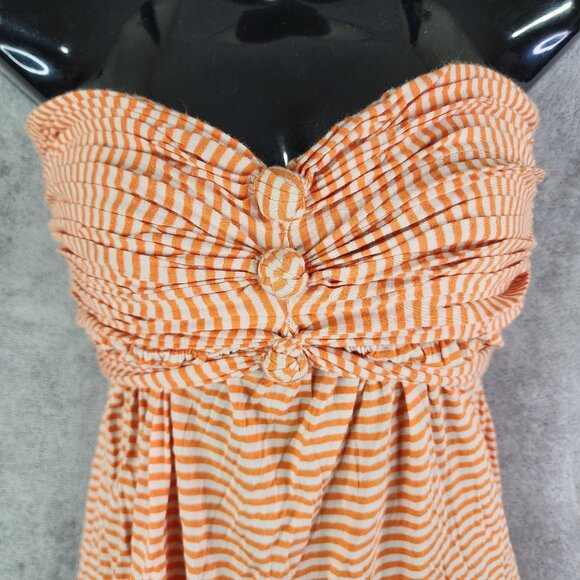 Women's BCBGMAXAZRIA Strapless Orange & White Striped Dress  Size M - Picture 4 of 11